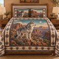 Wolf Canyon Quilt Set – Southwestern Wildlife Bedding & Gift for Wolf Lovers