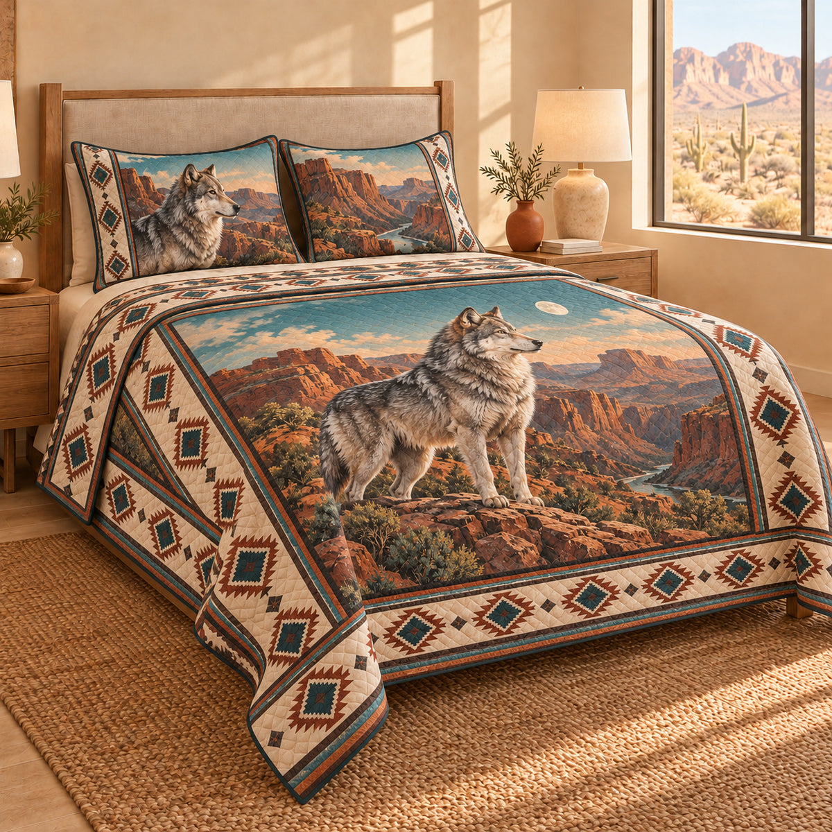 Wolf Canyon quilt set – opposite angled view
