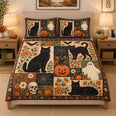 Halloween Black Cat Ghost Quilt Set