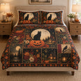 Halloween Black Cat Pumpkin Quilt Set