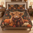 Highland Cow Autumn Pumpkin Quilt Set