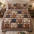 Highland Cow Christmas Plaid Quilt Set