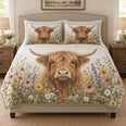 Highland Cow Floral Farmhouse Quilt Set