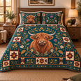 Highland Cow Folk Art Harvest Quilt Set