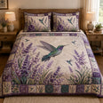 Purple Hummingbird Lavender Garden Quilt Set