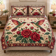 Hummingbird Rose Love Quilt Set