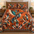 Native Inspired Hummingbird Feather Quilt Set, Gift for Native Art Lovers