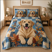 Labrador Retriever autumn patchwork quilt bedding set