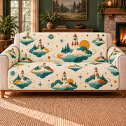 Launch Cloud Islands sofa cover on a beige sofa