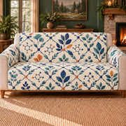 Leaf Molecule Trellis sofa cover on a beige sofa