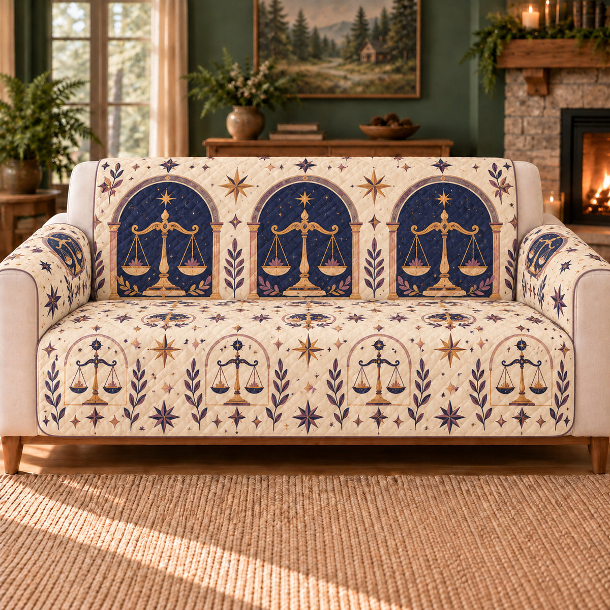 Libra Balance Arcade sofa cover on a beige sofa