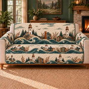 Lighthouse Archive Bands sofa cover on a beige sofa