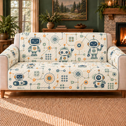 Logic Node Pattern Sofa Cover, Technology Decor, Gift for Robot Fans