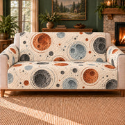 Lunar Crater Ovals sofa cover on a beige sofa
