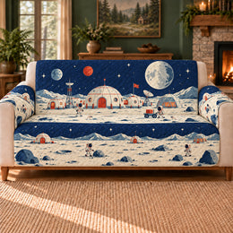 Lunar Habitat Row Sofa Cover, Space Decor, Gift for Young Space Fans