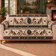 Lunar Scrollwork Bands sofa cover on a beige sofa