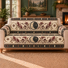 Lunar Scrollwork Bands Sofa Cover, Gothic Decor, Gift for Gothic Art Lovers