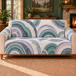 Malachite Arc Mosaic Sofa Cover, Geology Decor, Gift for Mineral Collectors