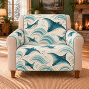 Manta Wing Rhythm sofa cover on a beige armchair