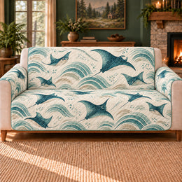 Manta Wing Rhythm Sofa Cover, Marine Decor, Gift for Ocean Lovers