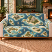 Map Island Mosaic sofa cover on a beige sofa