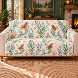 Mermaid Kelp Sprigs Sofa Cover, Sea Fantasy Decor, Gift for Mermaid Lovers