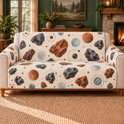 Meteorite Specimen Scatter sofa cover on a beige sofa