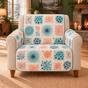 Micro Atlas Soft Tiles sofa cover on a beige armchair