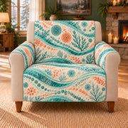 Microalgae Current Bands sofa cover on a beige armchair
