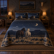 Midnight Ranch Horse Western Ranch Quilt Set, front horse western ranch bedroom view