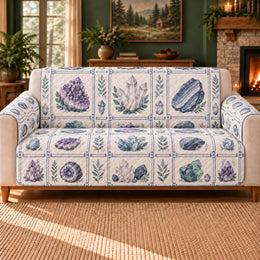 Mineral Cabinet Tiles Sofa Cover, Geology Decor, Gift for Mineral Collectors