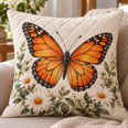 Monarch Butterfly Quilted Throw Pillow, Daisy Floral Decor, Gift for Butterfly Lovers