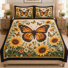 Monarch Butterfly Sunflower Quilt Set