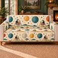 Moon Landing Motif Row Sofa Cover, Retro Space Decor, Gift for Rocket Fans