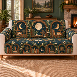 Moon Library Alcoves Sofa Cover, Reading Room Decor, Gift for Book Lovers
