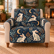 Moon Rabbit Seed Sprigs sofa cover on a beige armchair