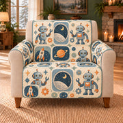 Moon Workshop Tiles sofa cover on a beige armchair