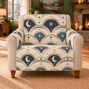 Moonlight Scallop Field sofa cover on a beige armchair