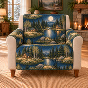 Moonlit Clearing Islands sofa cover on a beige armchair