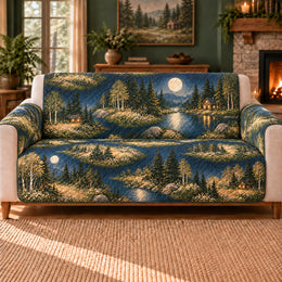 Moonlit Clearing Islands Sofa Cover, Woodland Decor, Gift for Forest Lovers
