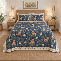 Moonlit Doodle Botanica Goldendoodle Starry Garden Quilt Set