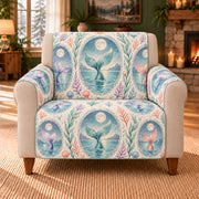 Moonpool Tail Cameos sofa cover on a beige armchair