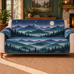 Mountain Night Contours Sofa Cover, Night Sky Decor, Gift for Stargazers