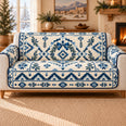 Southwestern Sofa Cover, Blue Christmas Wreath Geometry, Holiday Gift