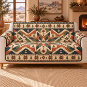 Southwestern Sofa Cover, Christmas Star Geometry, Holiday Home Gift on a sofa