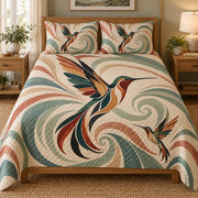 Native inspired hummingbird swirl quilt set front view