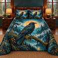 Native Inspired Raven Forest Quilt Set, Gift for Raven and Native Art Lovers