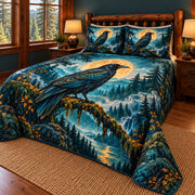 Raven forest quilt set right angled view
