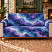 Nebula Contour Waves sofa cover on a beige sofa