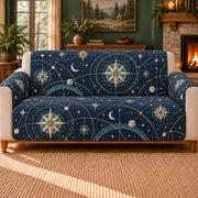 Night Navigation Lattice sofa cover on a beige sofa